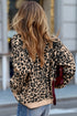 Chunky Leopard Jacquard Contrast Rib Button Front Drop Shoulder Cardigan